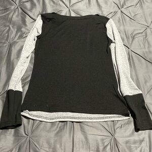 Women’s long sleeve dress shirt, black and gray. Size medium. Black is the front